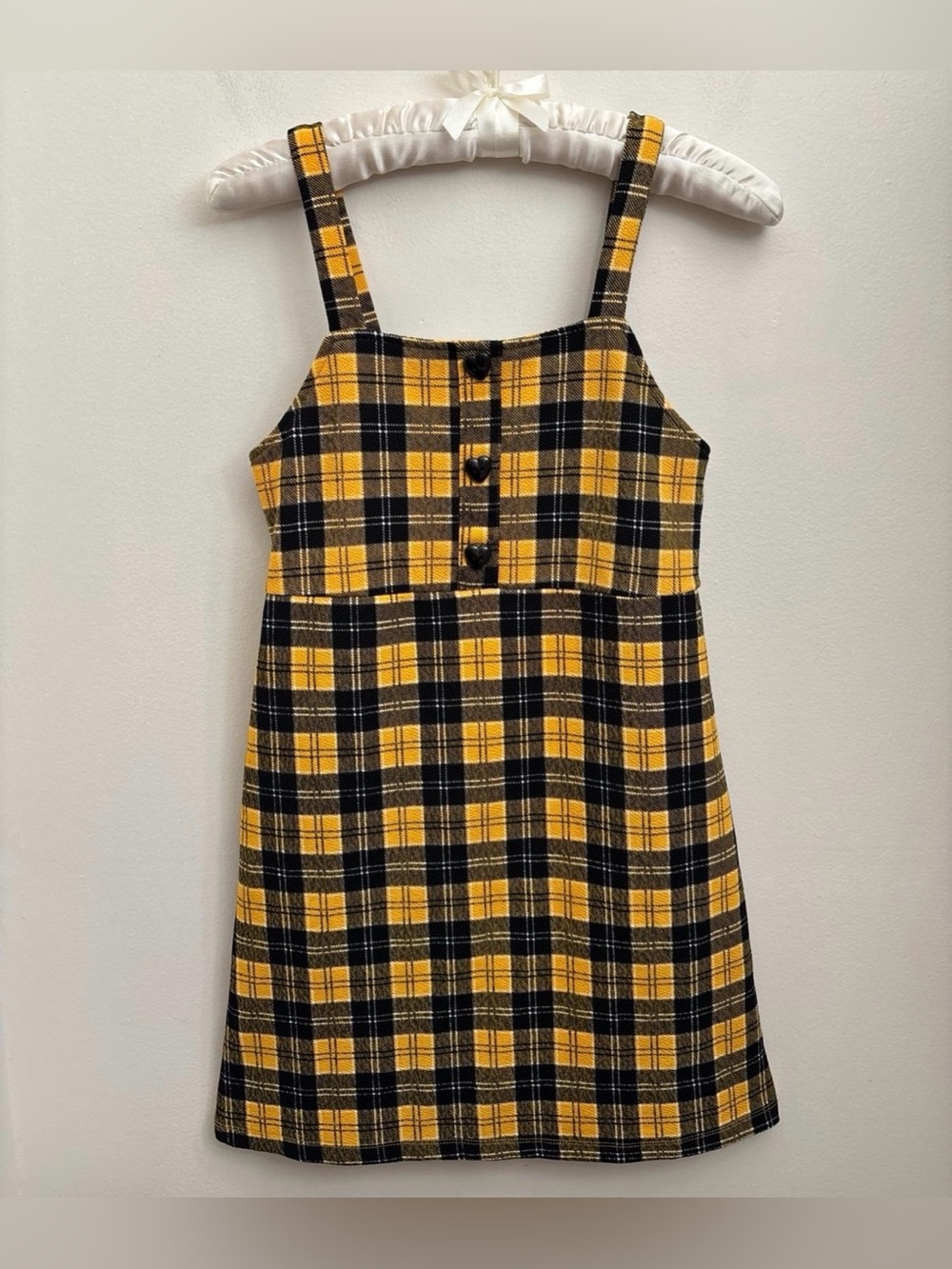 Jenna & Jessie Girls Size 12 Yellow and Black Plaid Button-Front Sundress
